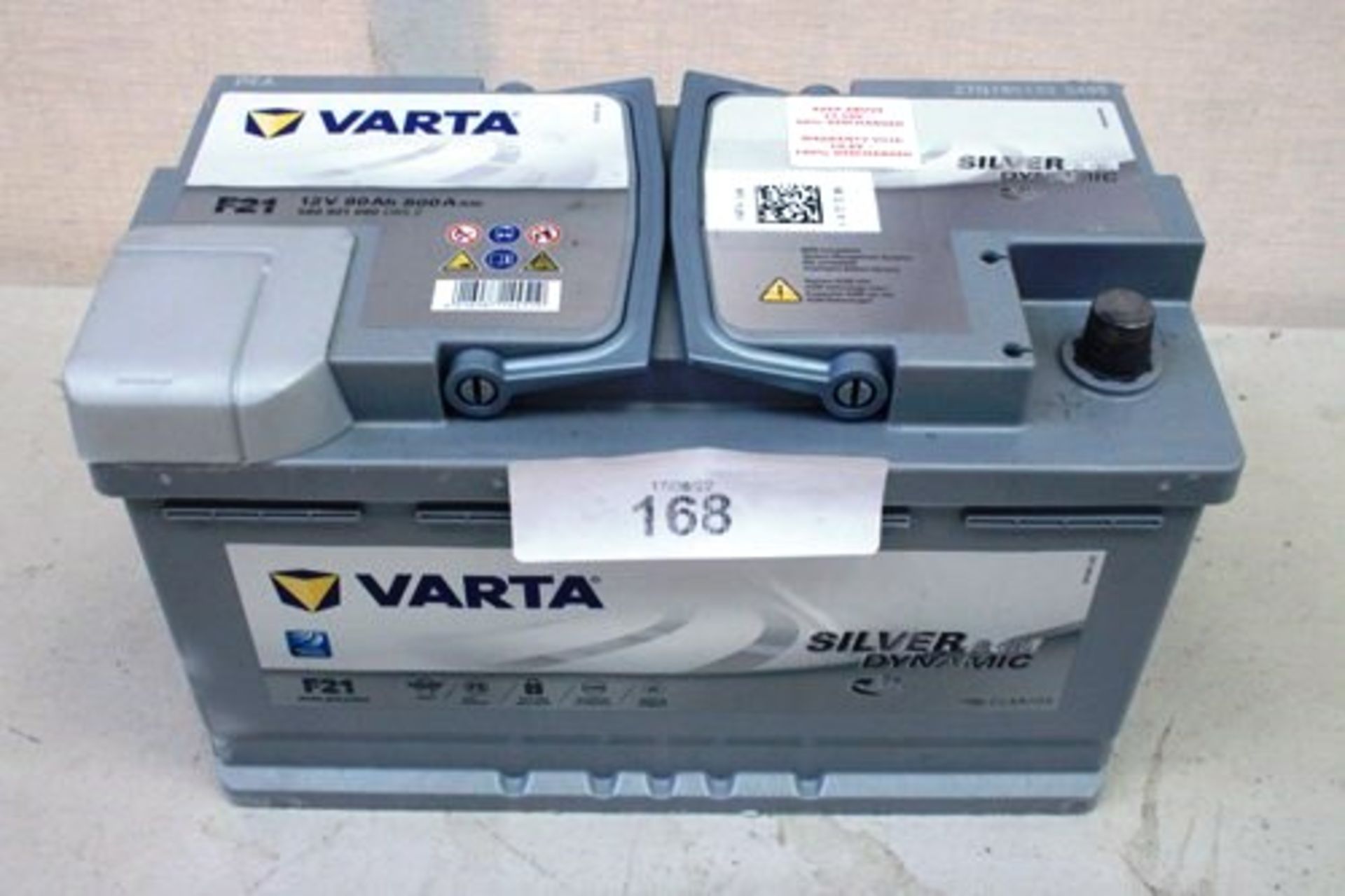 1 x Varta F22 12V 80 amp hour 800 amp silver dynamic battery - New (GS6)