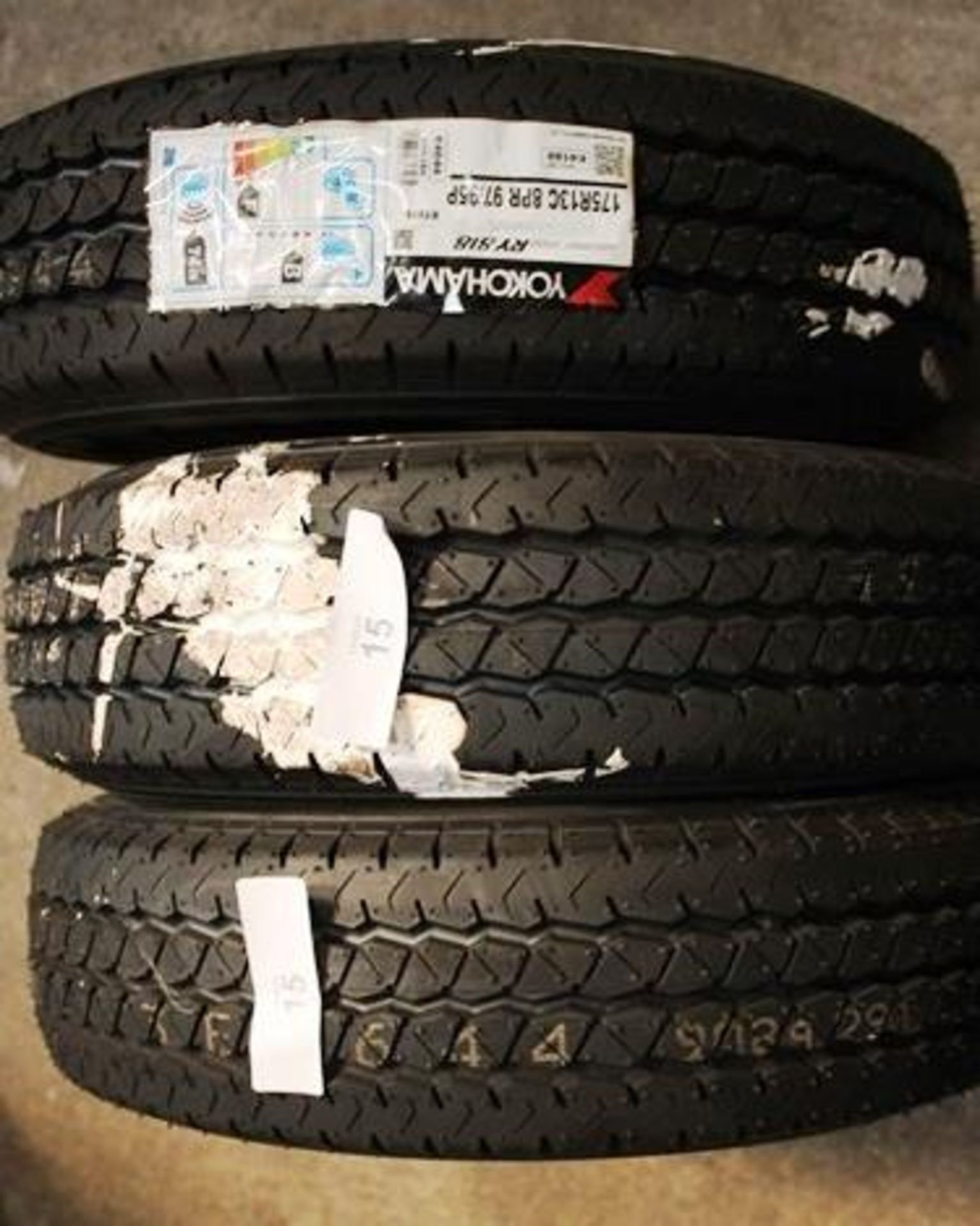 A set of 3 x Yokohama Delivery Star RY818 tyres, size 175R13C 8PR 97/95P - New with labels (GS2)