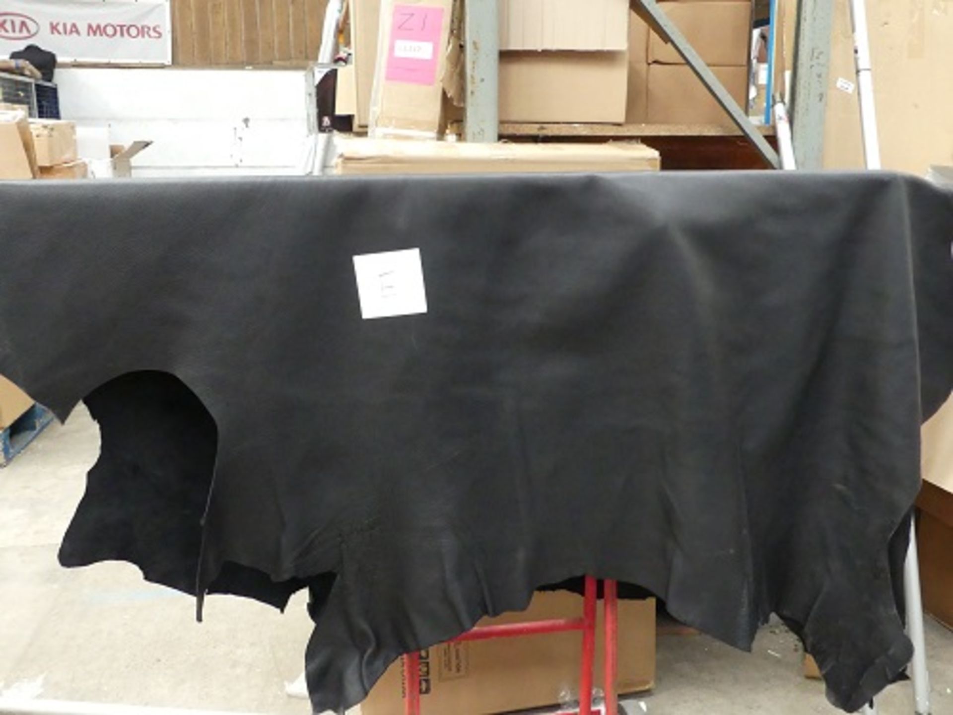 1 x Leather Hide full Skin -soft black, with mottled dull finish, size: approximately 5.8(w) x 4ft.