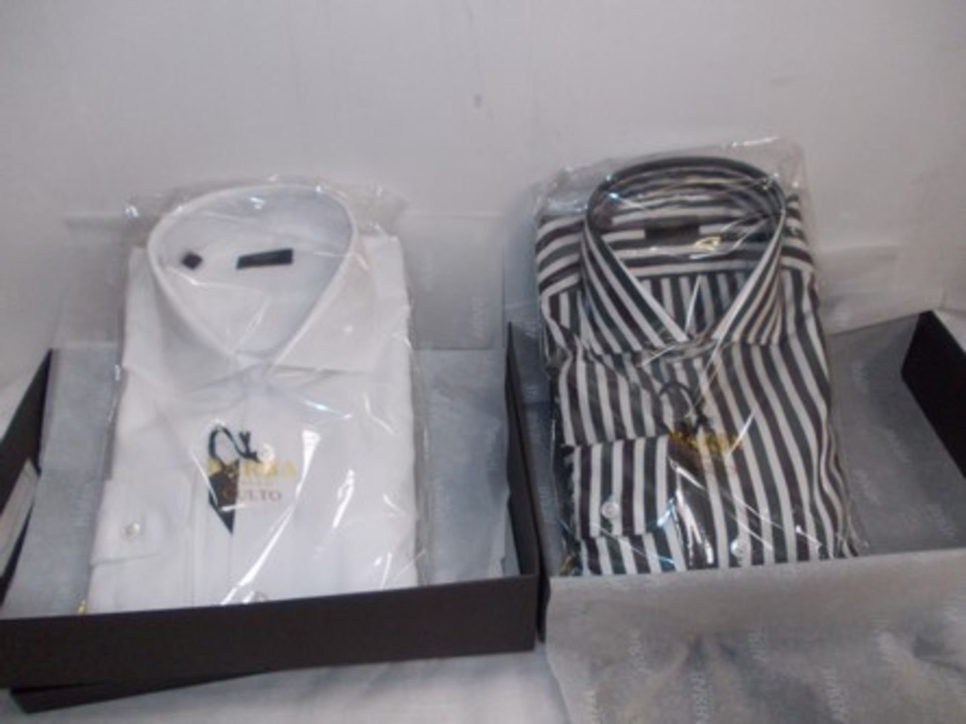 4 x Barba Napoli men's shirts comprising 3 x white shirts, 1 x size 39, and 2 x size 40 and 1 x
