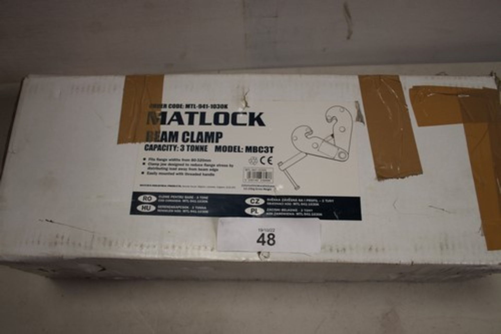 1 x Matlock 3T beam clamp, model MBC3T - New in box (SW17) - Image 2 of 2