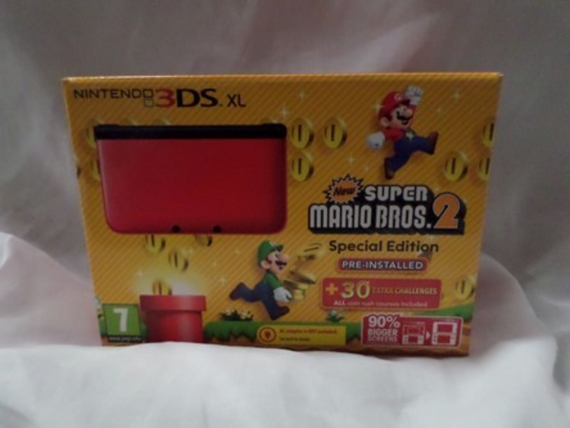 1 x Nintendo 3DS - Super Mario Bros 2 special edition pre-installed, colour red and black. -sealed