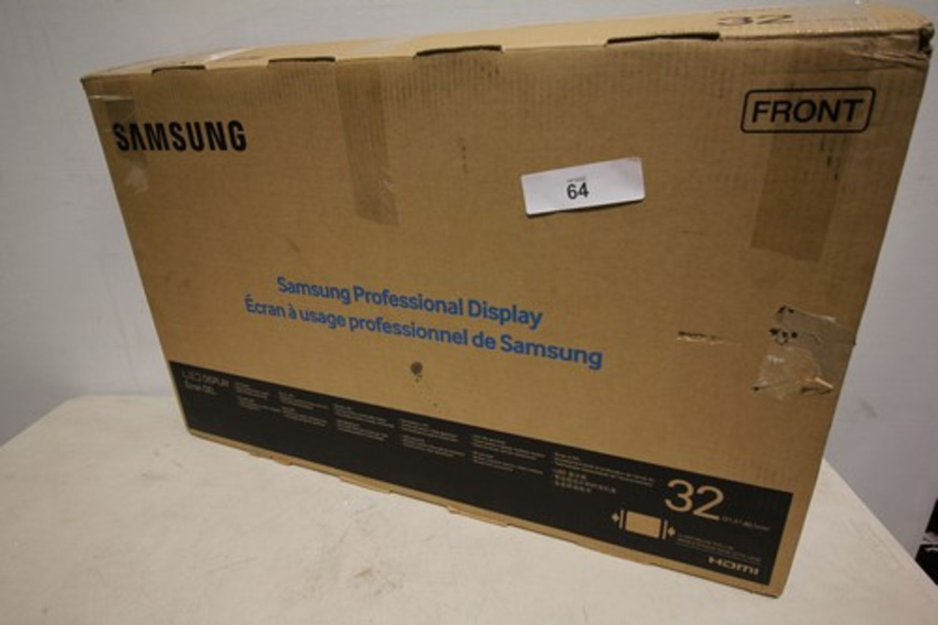 1 x Samsung 32" professional display TV, model DC32E, powers on ok but not fully tested - new in box - Image 2 of 3