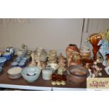 A large quantity of various Studio pottery, stone