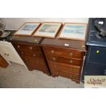 A pair of mahogany four drawer bedside chests