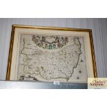 A framed map of Suffolk`