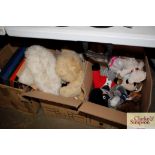 Two boxes of soft toys