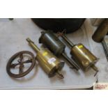 Three antique brass clockwork roasting jacks