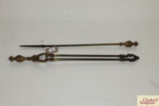 Two brass and steel fire implements