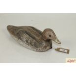 A vintage painted wooden decoy duck, approx. 13½" long