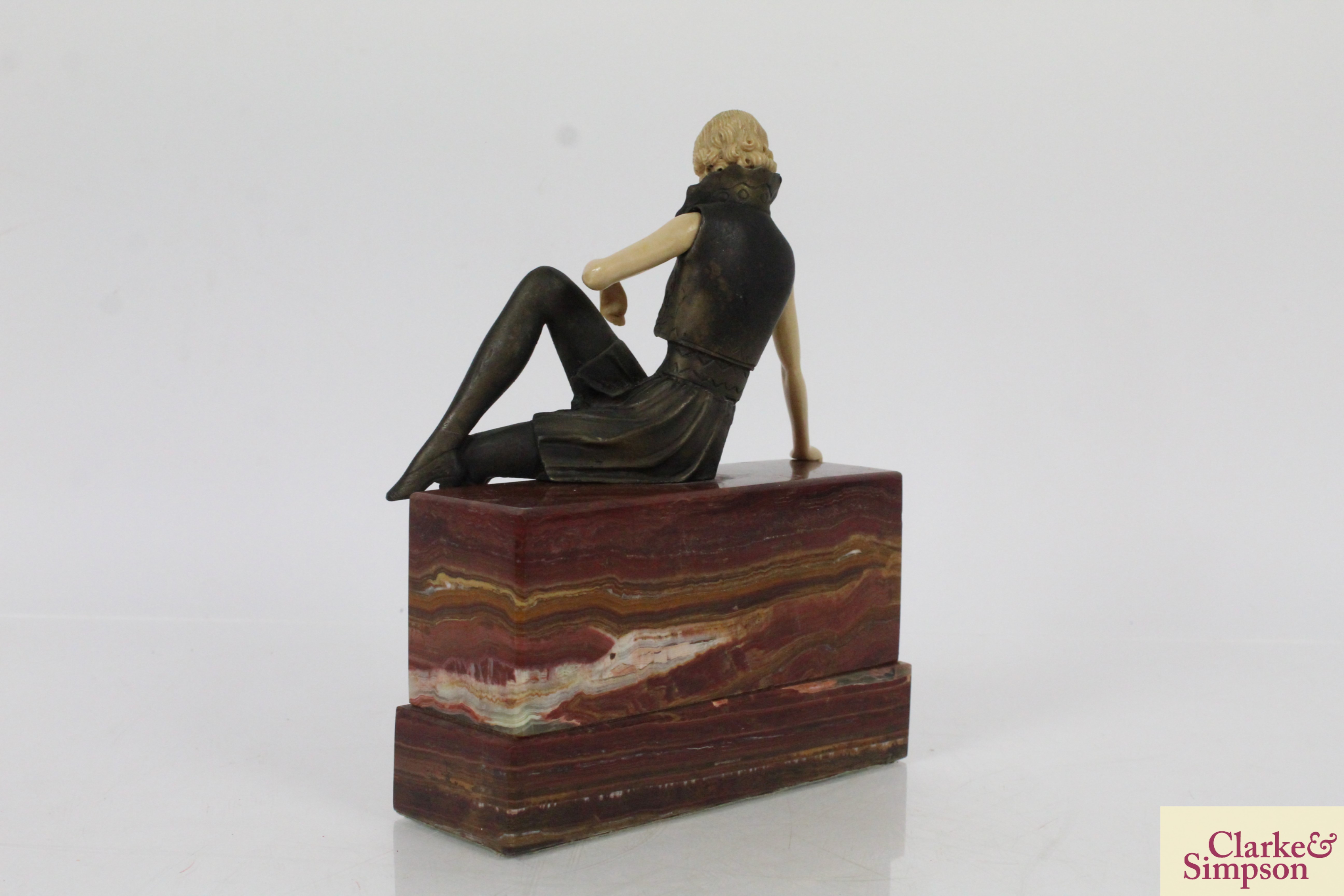 An Art Deco style figure of a girl seated on a wal - Image 3 of 10