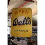 A Walls metal ware double sided Ice Cream sign