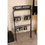 A St Audrey's bowls score board
