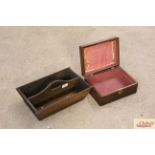 A Victorian oak cutlery box and a small rosewood box