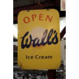 A double sided "Walls Ice Cream" advertising sign
