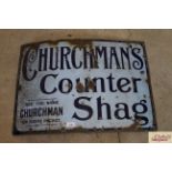 A "Churchman's Counter Shag" enamel sign, approx.