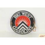 An enamel "Big West Gasoline" advertising sign, ap