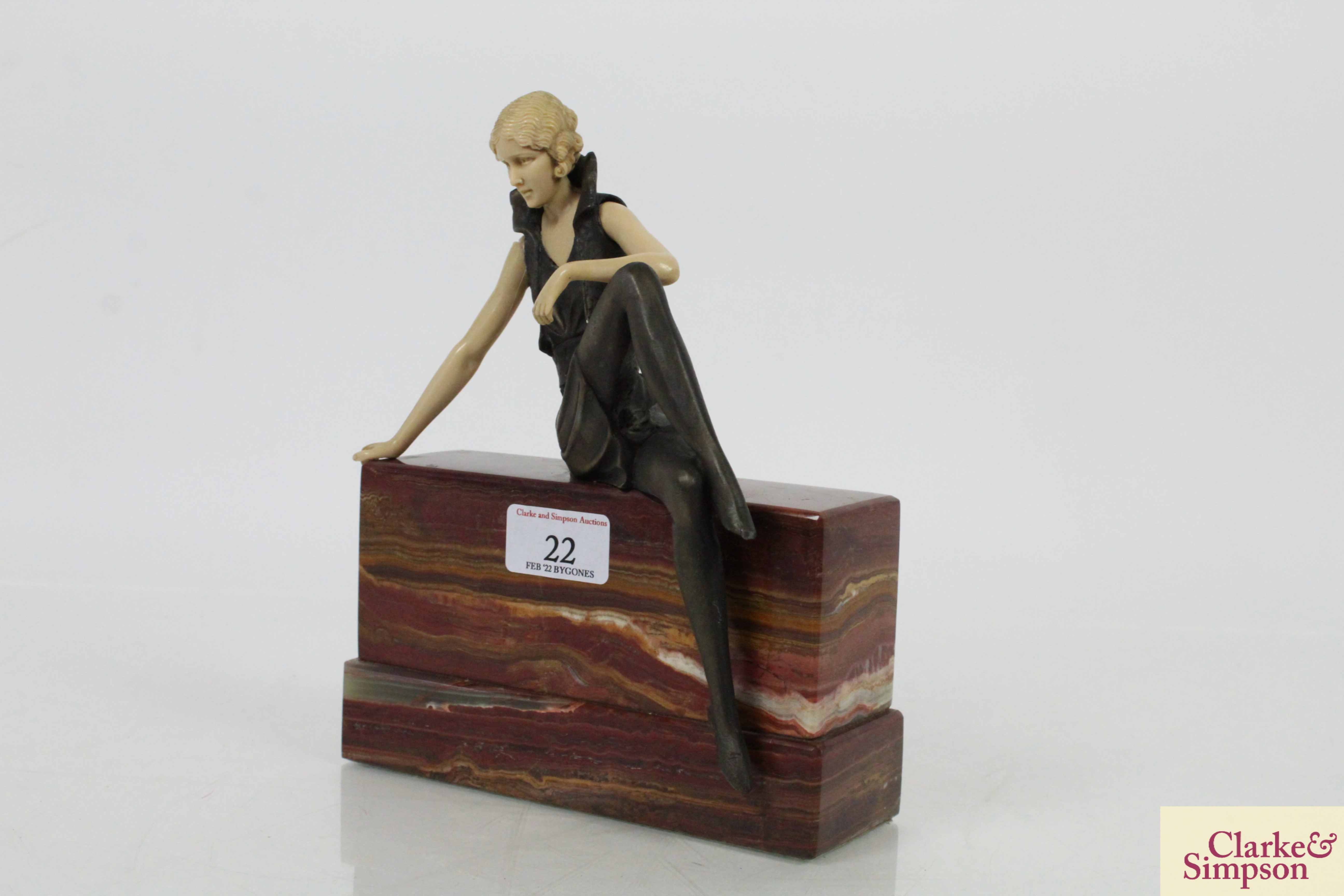 An Art Deco style figure of a girl seated on a wal - Image 4 of 10