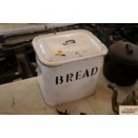 An enamel bread bin