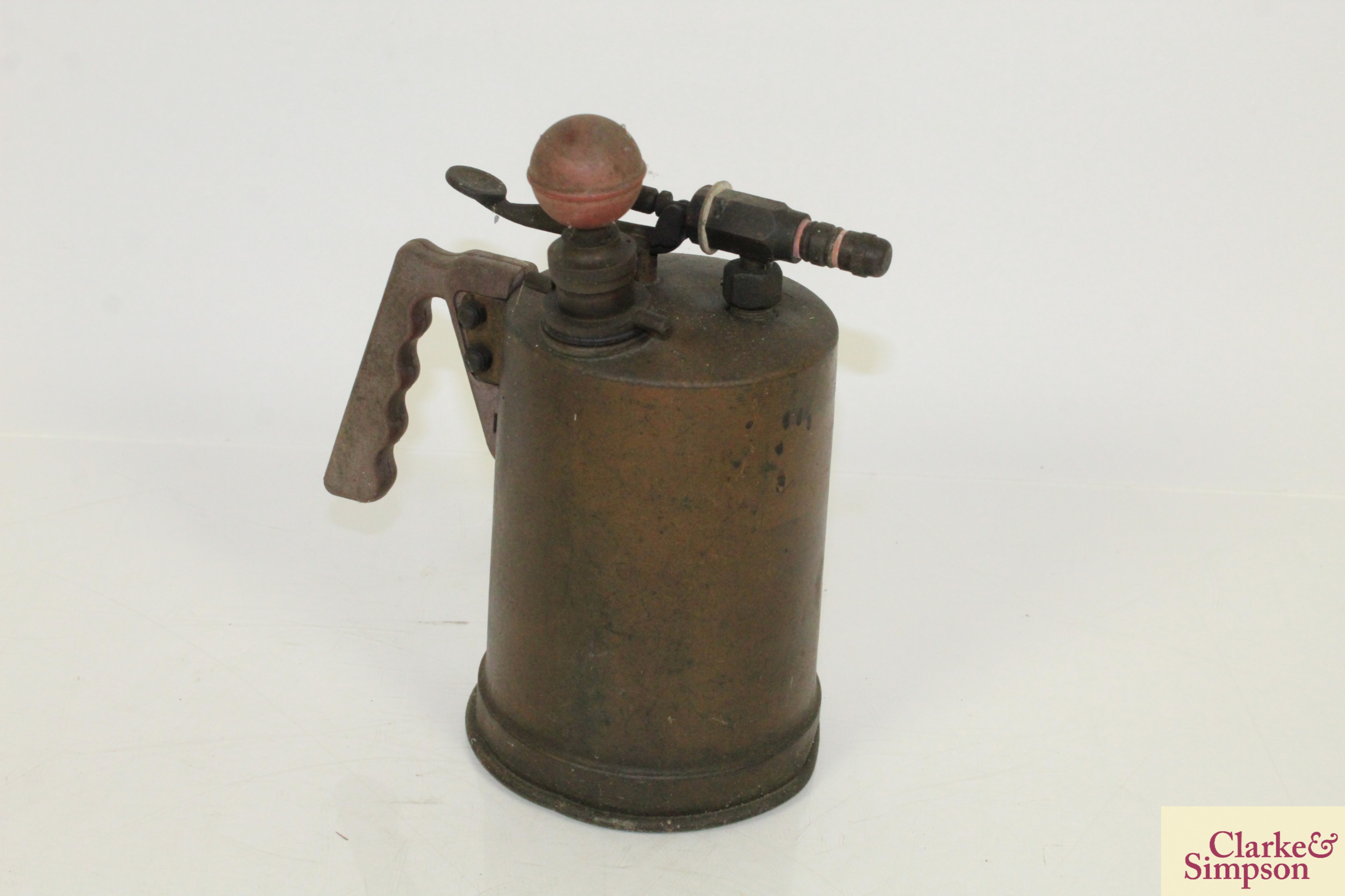 Three vintage brass blow lamps, and three brass sp - Image 2 of 15