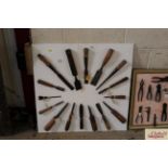 A display board of various chisels