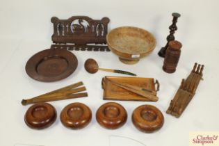 A collection of various treen to include candlesti
