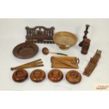 A collection of various treen to include candlesti