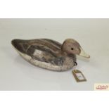 A vintage painted wooden decoy duck, approx. 13½" long