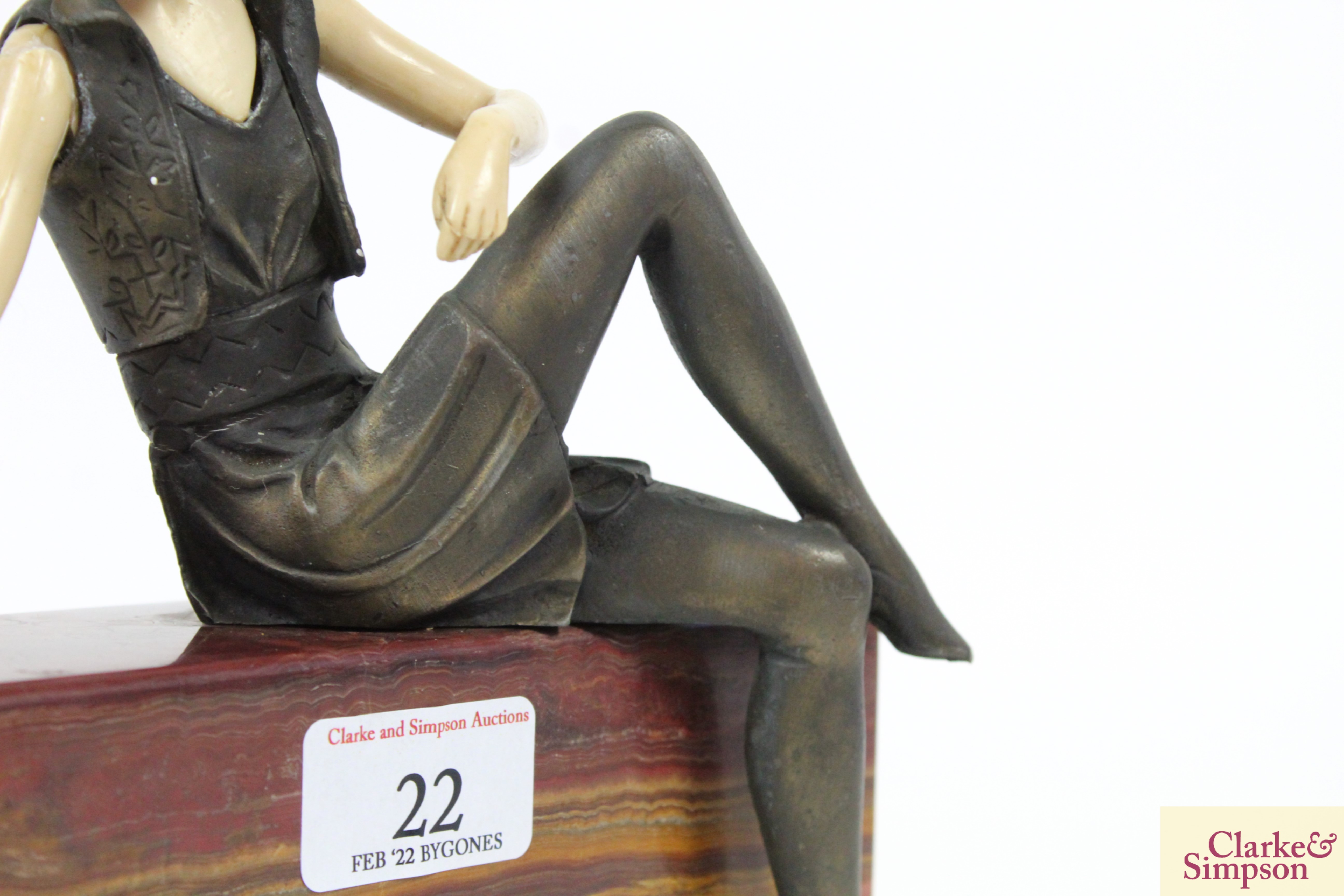 An Art Deco style figure of a girl seated on a wal - Image 7 of 10
