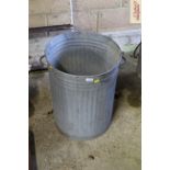 A galvanised dust bin