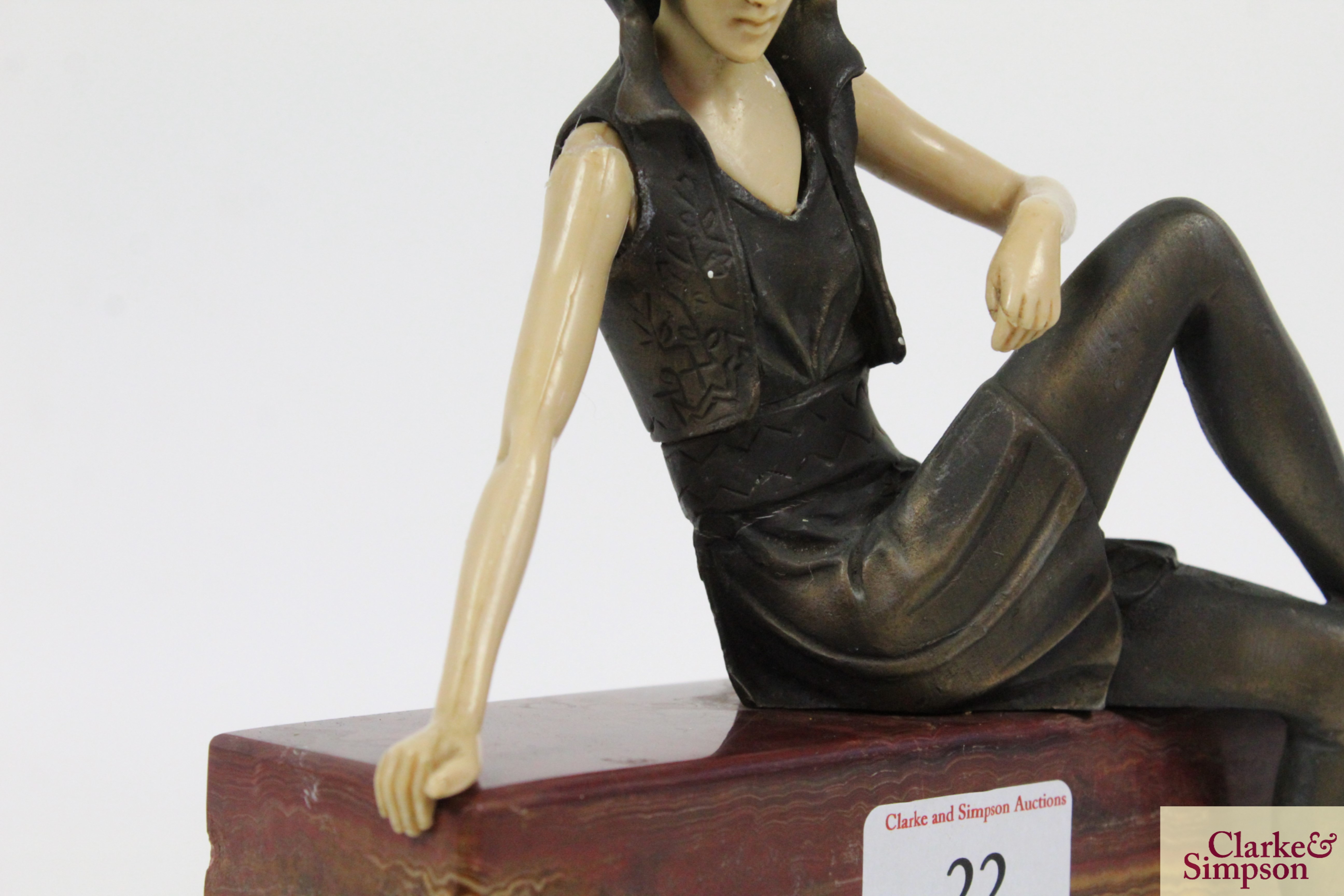 An Art Deco style figure of a girl seated on a wal - Image 6 of 10