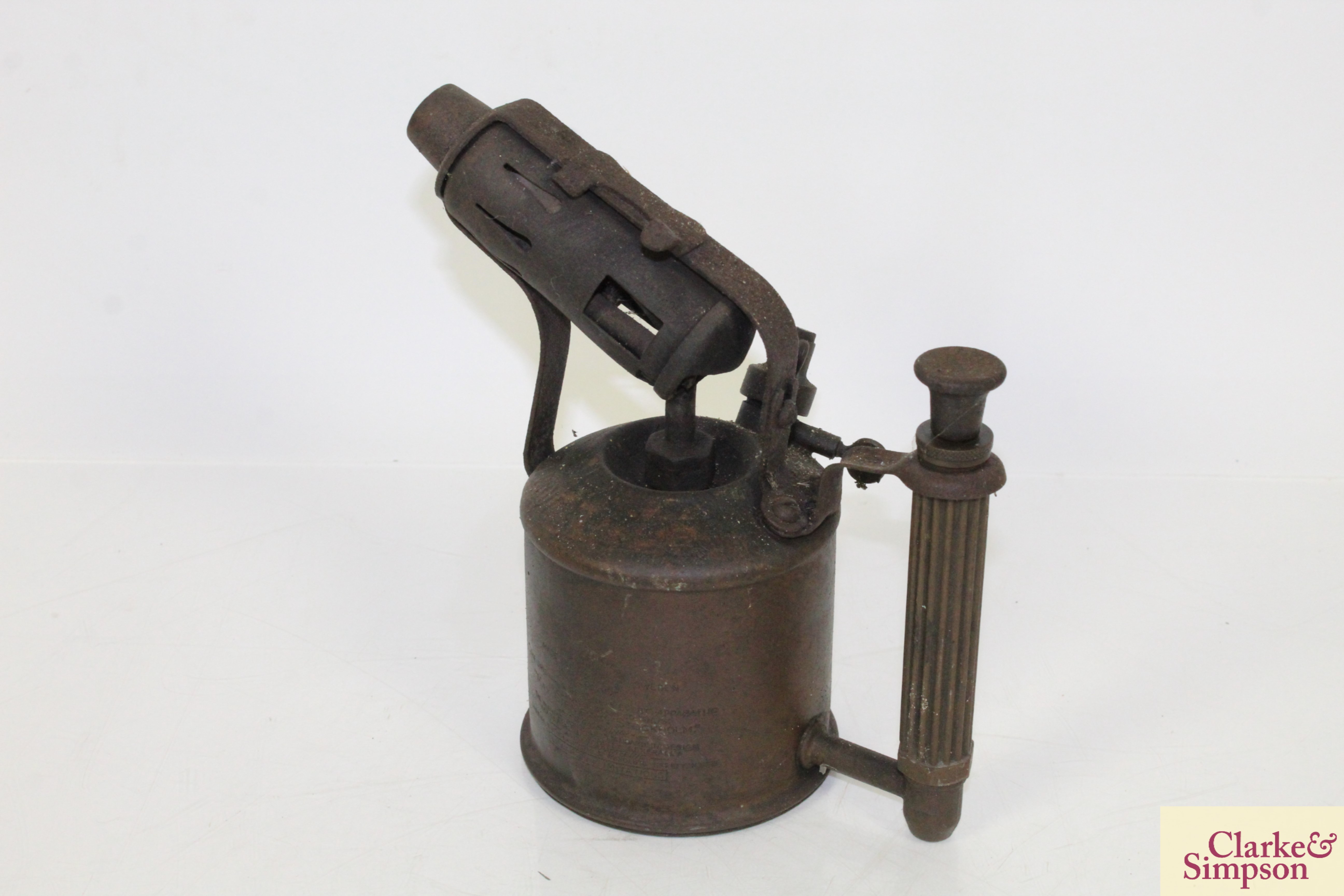 Three vintage brass blow lamps, and three brass sp - Image 5 of 15