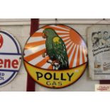 A "Polly Gas " enamel sign, approx. 30" dia.