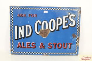 An enamel "Ind Coope's Ales and Stout" sign, approx. 28" x 20½"