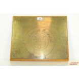 A brass wall plaque for "St Thomas's Hospital", approx. 17¼" x 14¼"