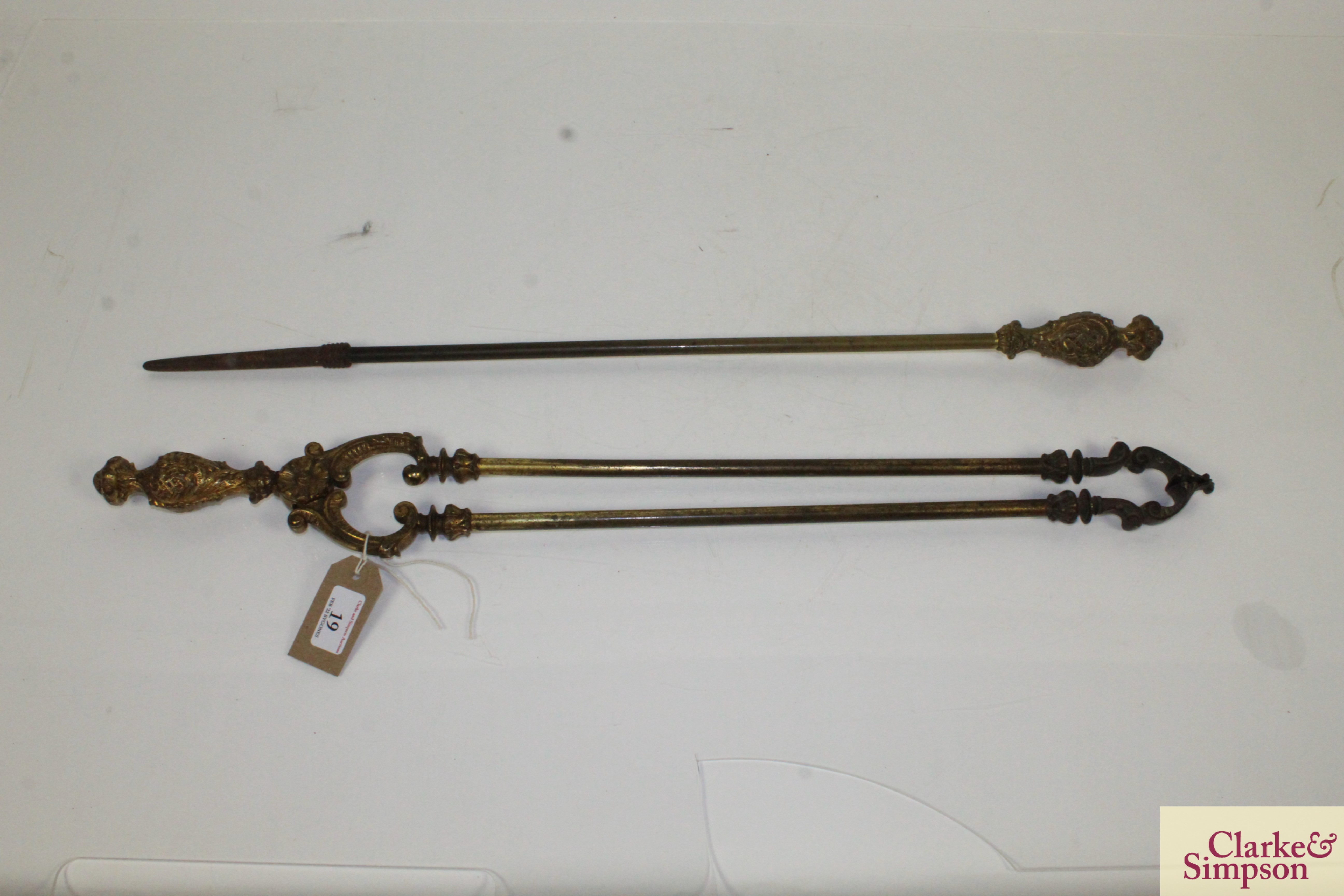 Two brass and steel fire implements - Image 8 of 14