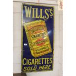 A "Wills Gold Flake Cigarettes" enamel advertising sign, approx. 36" x 18"