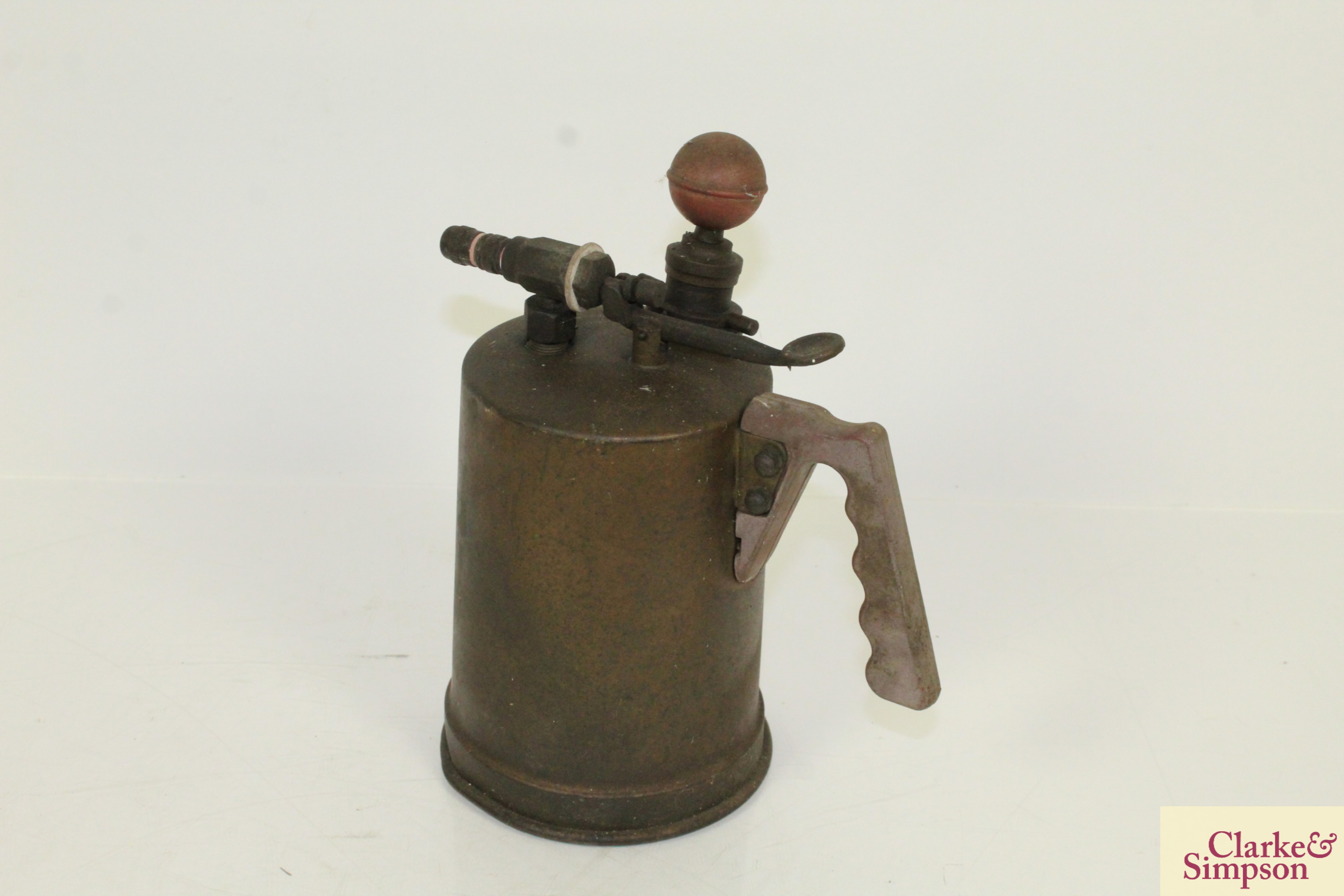 Three vintage brass blow lamps, and three brass sp - Image 3 of 15