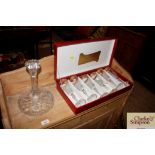 A cased set of six Murano glass Champagne flutes w