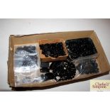 A tray box and contents of various jet beads etc.