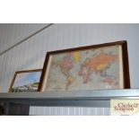 A Stanfords General Map of the World; and an oil o