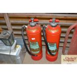 Two vintage fire extinguishers