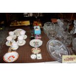 A Royal Crown Derby Diamond Wedding commemorative dish; a Victorian nursery plate AF; two ruby glass