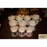 Nine various Emma Bridgewater mugs