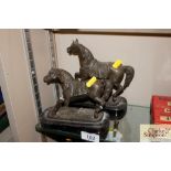 A pair of spelter horses AF