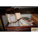 Three glazed cigarette card displays; a quantity