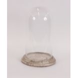 A 20th Century glass dome, on circular painted base, 48cm overall