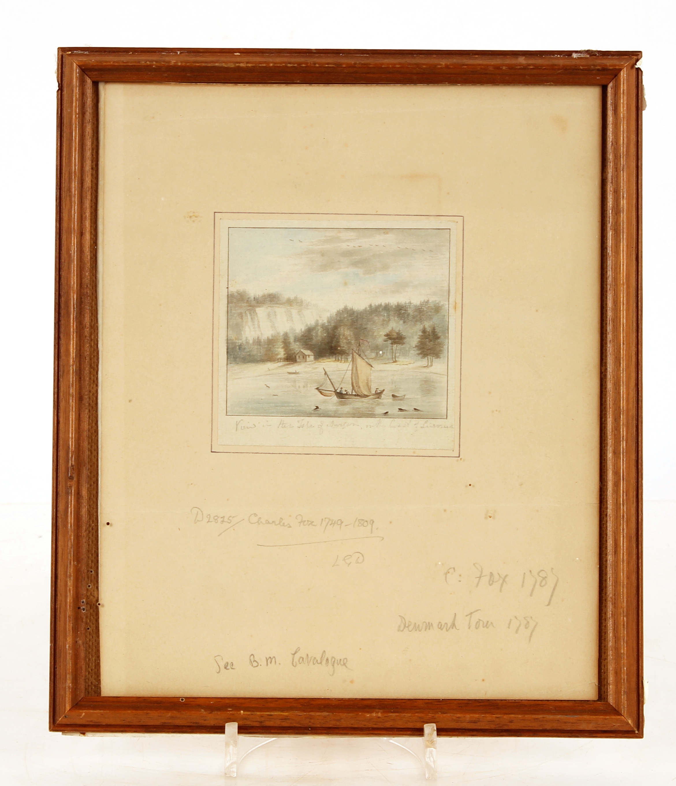 A small 18th Century school, study of figures in a boat on a lake, various pencil annotations to the