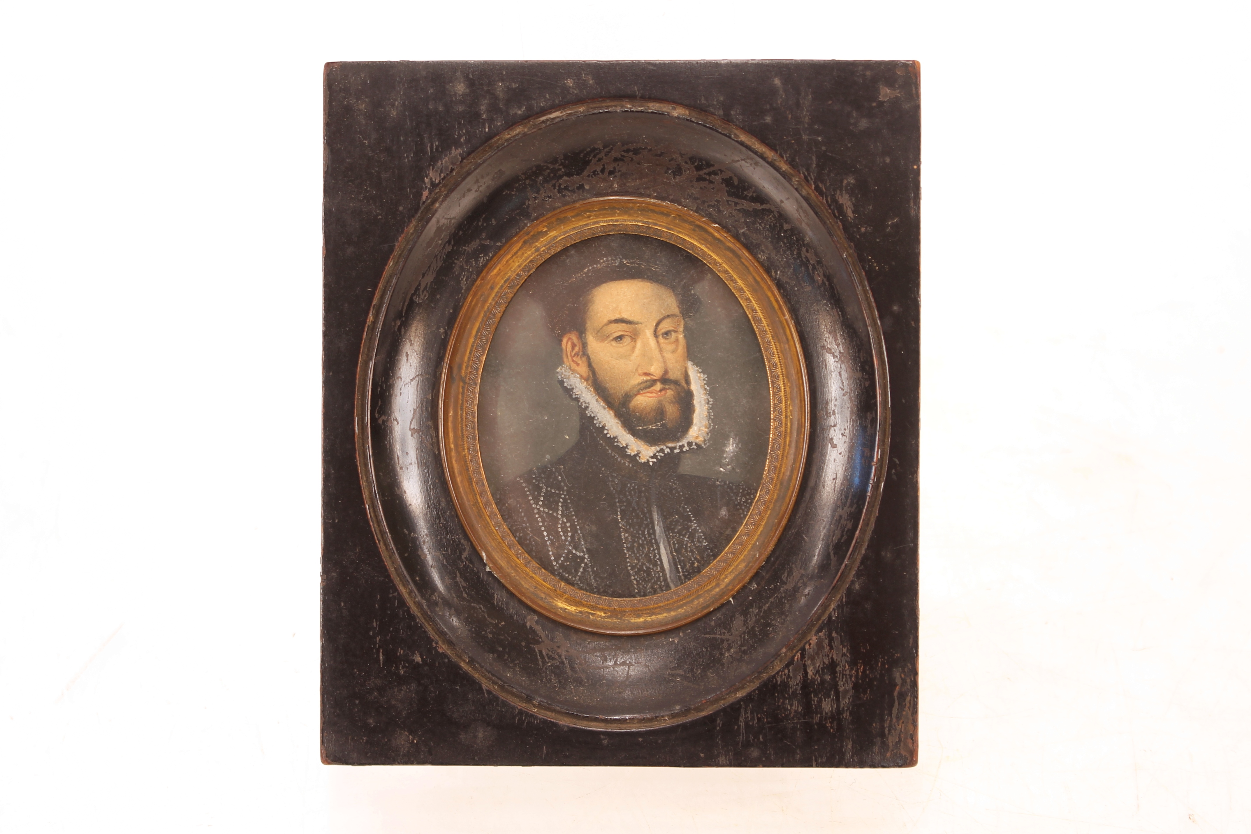 A miniature portrait study of an Elizabethan gentleman, inscribed verso "Regant Murray" in