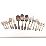 A collection of various silver spoons and forks, paper knife etc.